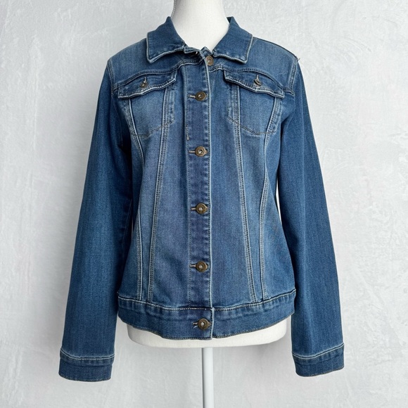 RUFF HEWN Stretch Jean Jacket M Medium Indigo Classic Denim Casual Comfort - Picture 4 of 15